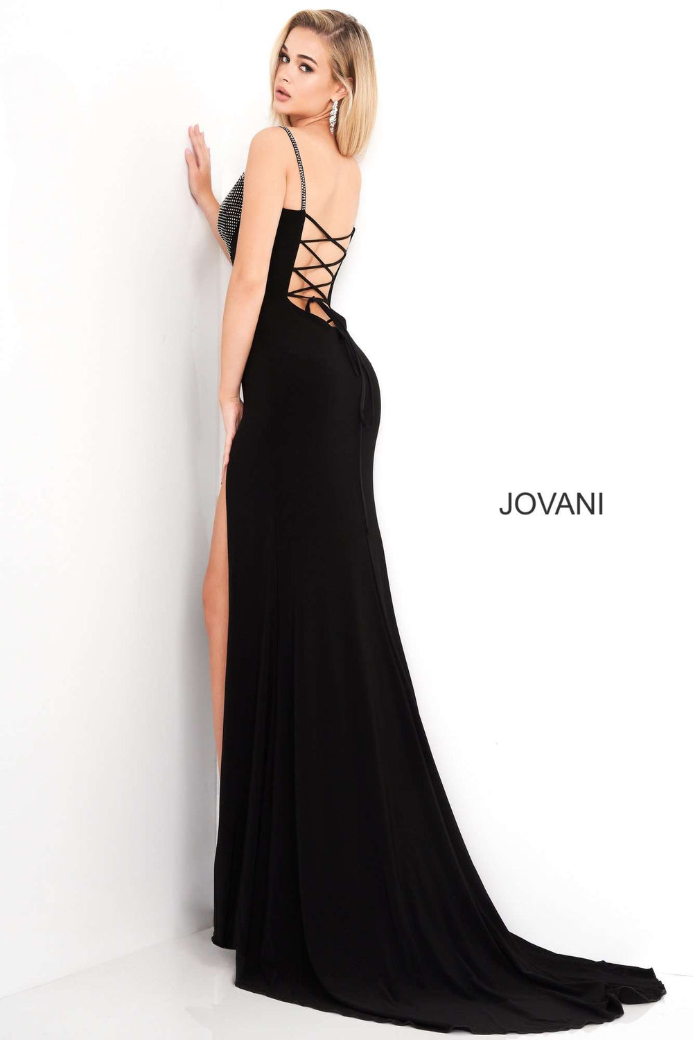 High Slit Embellished Bust Evening Dress Jovani 03251 - Morvarieds Fashion