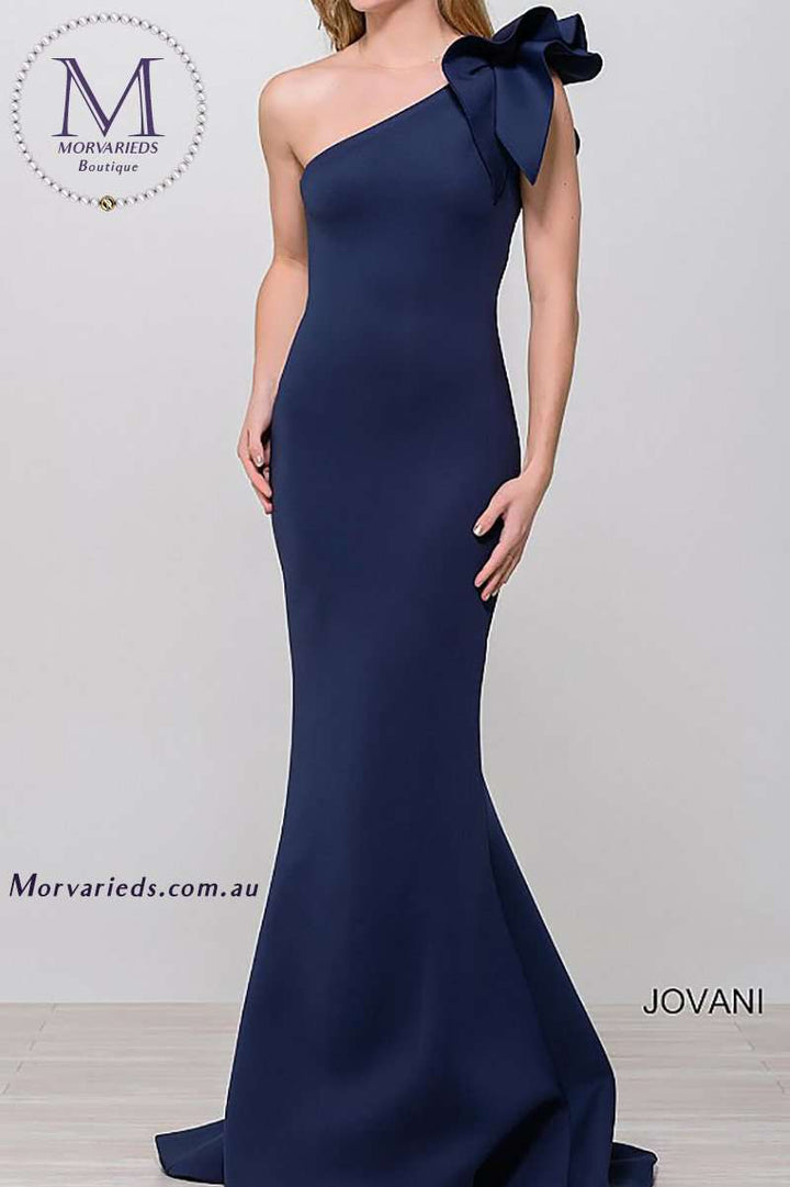 Scuba One shoulder Mermaid Bridesmaid Gown Jovani 32602 - Morvarieds Fashion