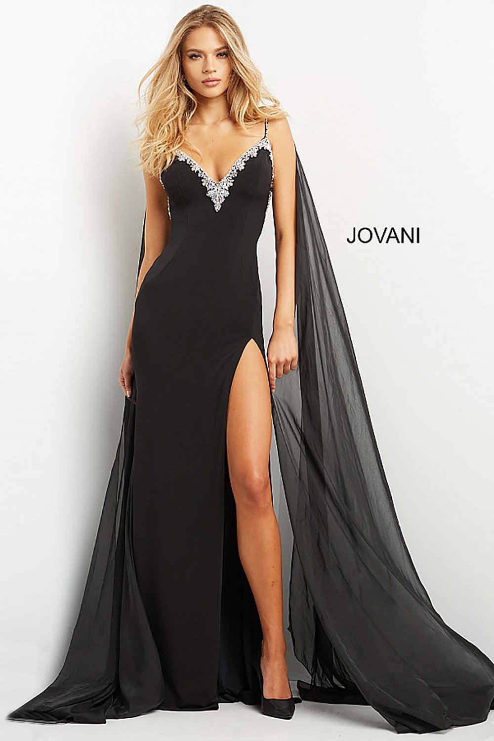 Spaghetti Strap High Slit Prom Dress Jovani 08022 - Morvarieds Fashion