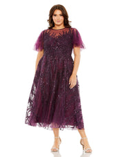 High Neck Flutter Sleeve A Line Dress | Mac Duggal 20477 - Morvarieds Fashion