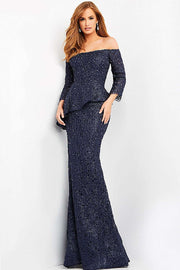 Lace Off the Shoulder Evening Gown Jovani 00455 - Morvarieds Fashion