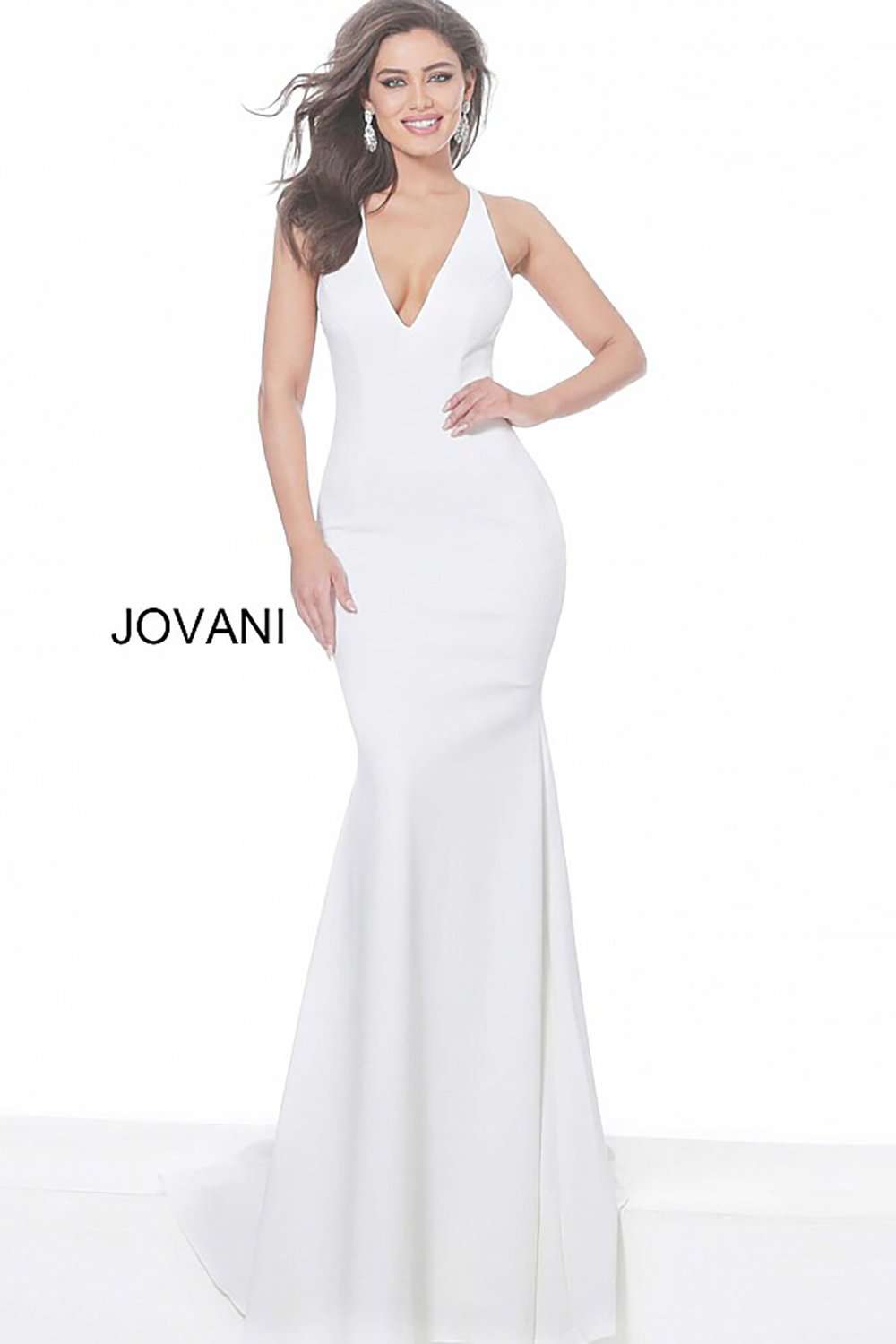 Plunging Neck Open Back Evening Dress Jovani 67865 - Morvarieds Fashion