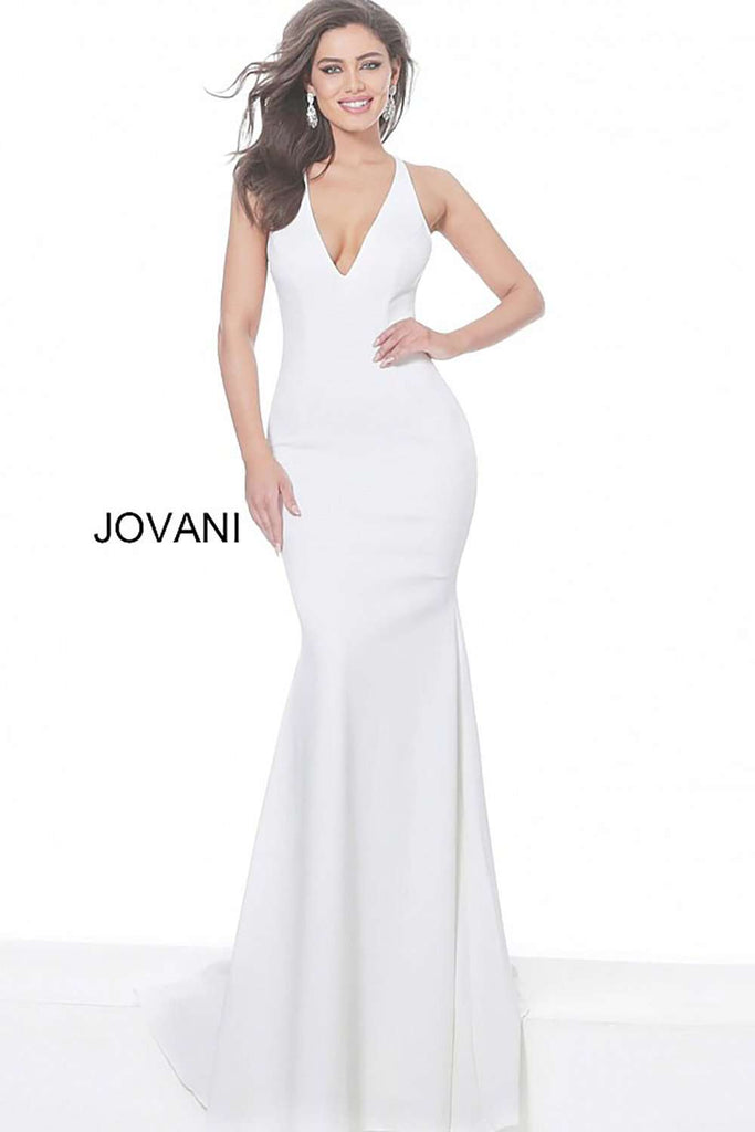 Plunging Neck Open Back Evening Dress Jovani 67865