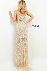 Nude One Shoulder Illusion Prom Dress Jovani 05873 - Morvarieds Fashion