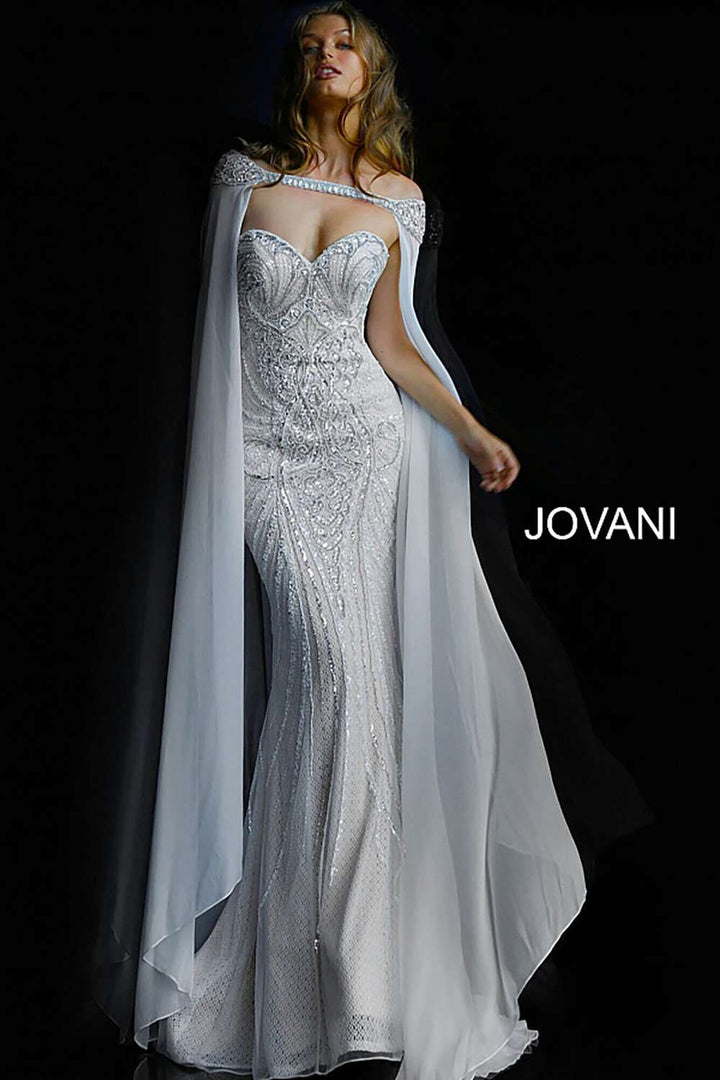 Off the Shoulder Beaded Mother of the Bride Evening Dress Jovani 45566 - Morvarieds Fashion